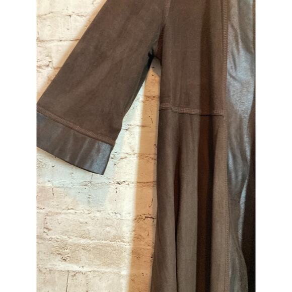 Joseph Ribkoff Top Womens 8 Dark Chocolate Faux Suede Open Front Lagenlook - Picture 2 of 13